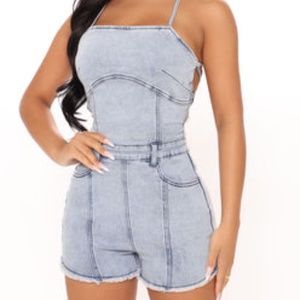 Denim Romper - Light Wash Fashion Nova